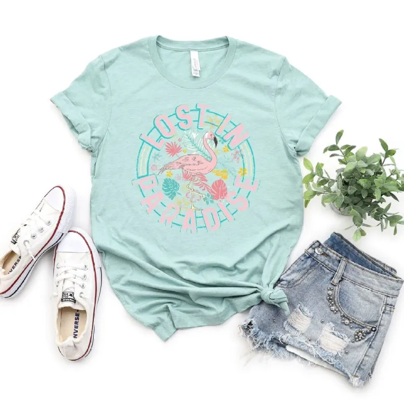 Lost In Paradise Short Sleeve Crewnneck Tee sold by Zulily