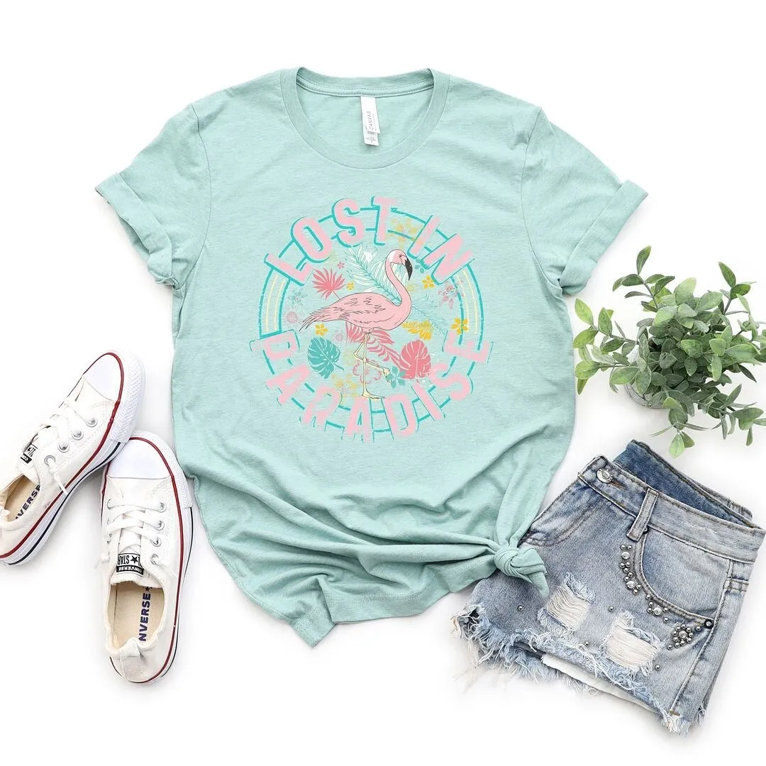 Lost In Paradise Short Sleeve Crewnneck Tee sold by Zulily