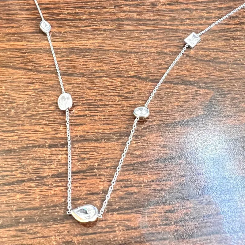 Sterling Silver Station Multi-shape CZ Necklace - Station CZ White sold by Zulily