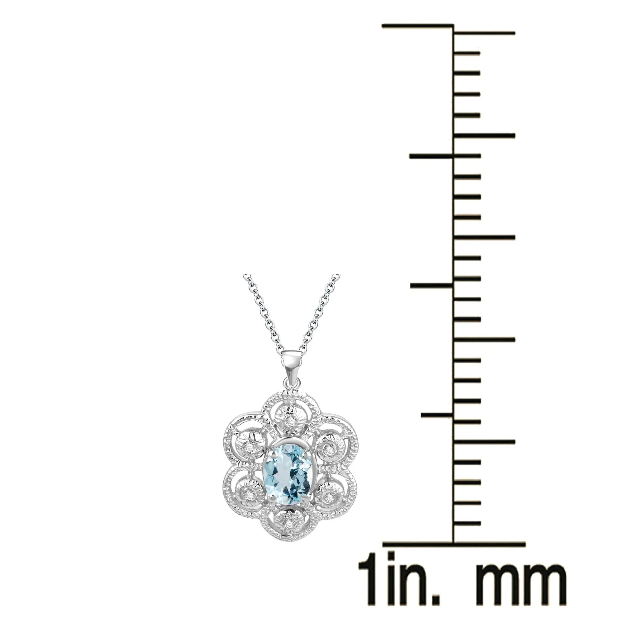 Sterling Silver with Natural Aquamarine and White Topaz Pendant with 18" Chain sold by Zulily