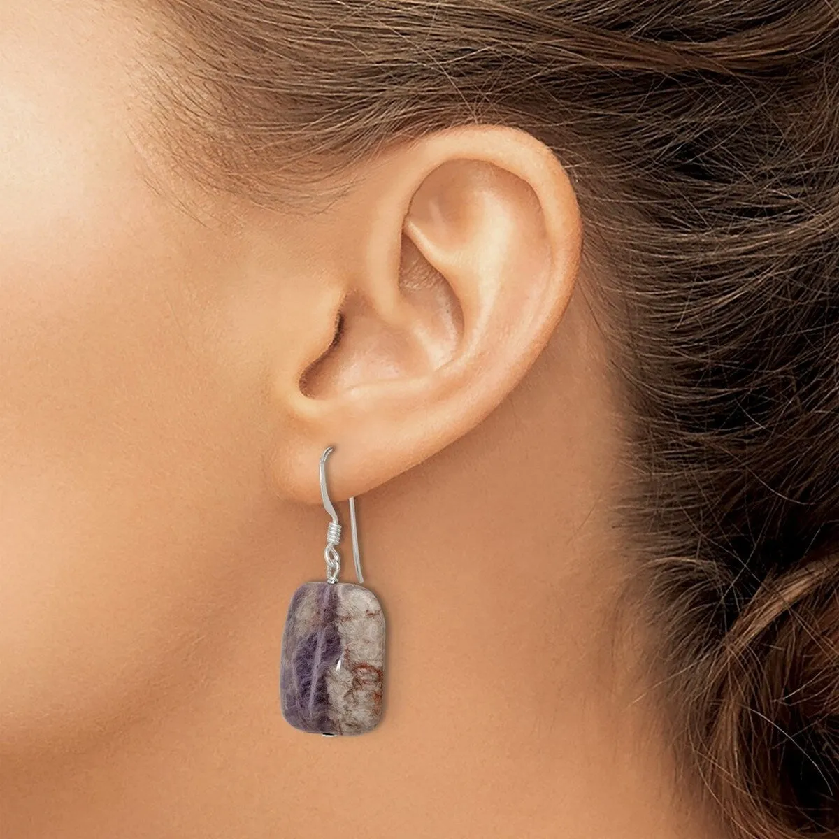 Curata 925 Sterling Silver Opaque Amethyst Hook Earrings - 35x16mm sold by Zulily product image thumbnail 2