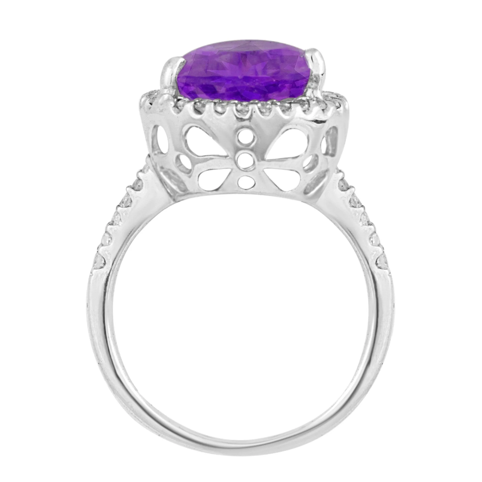 V3 Jewelry 925 Sterling Silver with Natural Amethyst and White Topaz Halo Ring for Women sold by Zulily product image thumbnail 2