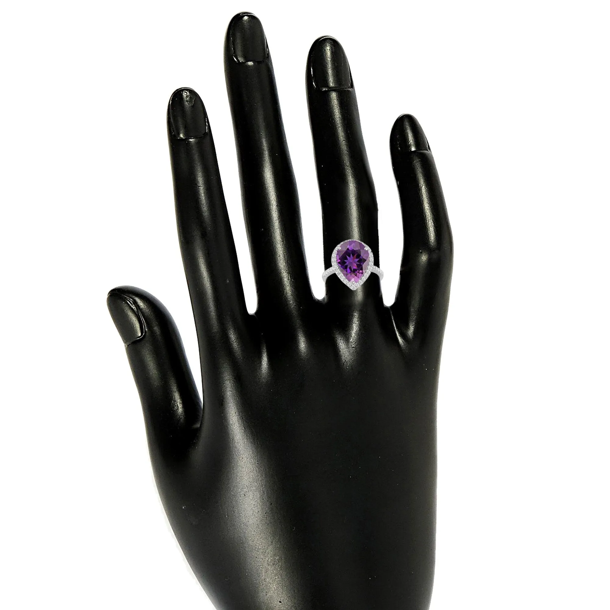 V3 Jewelry 925 Sterling Silver with Natural Amethyst and White Topaz Halo Ring for Women sold by Zulily product image thumbnail 3