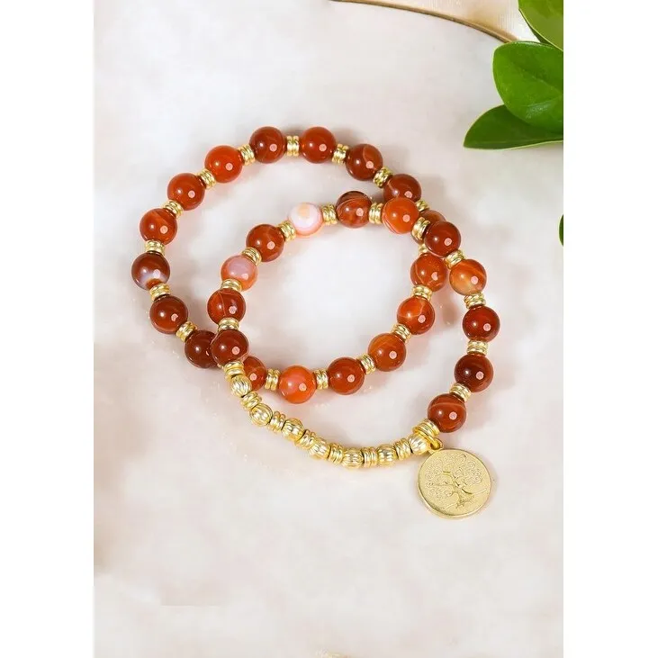 YS Gems Brass Red Bended Agate Gemstone Beads Bracelet with Charm sold by Zulily product image thumbnail 3