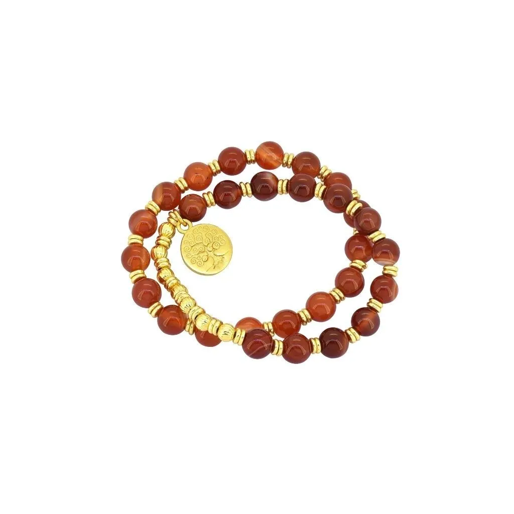 YS Gems Brass Red Bended Agate Gemstone Beads Bracelet with Charm sold by Zulily product image thumbnail 2
