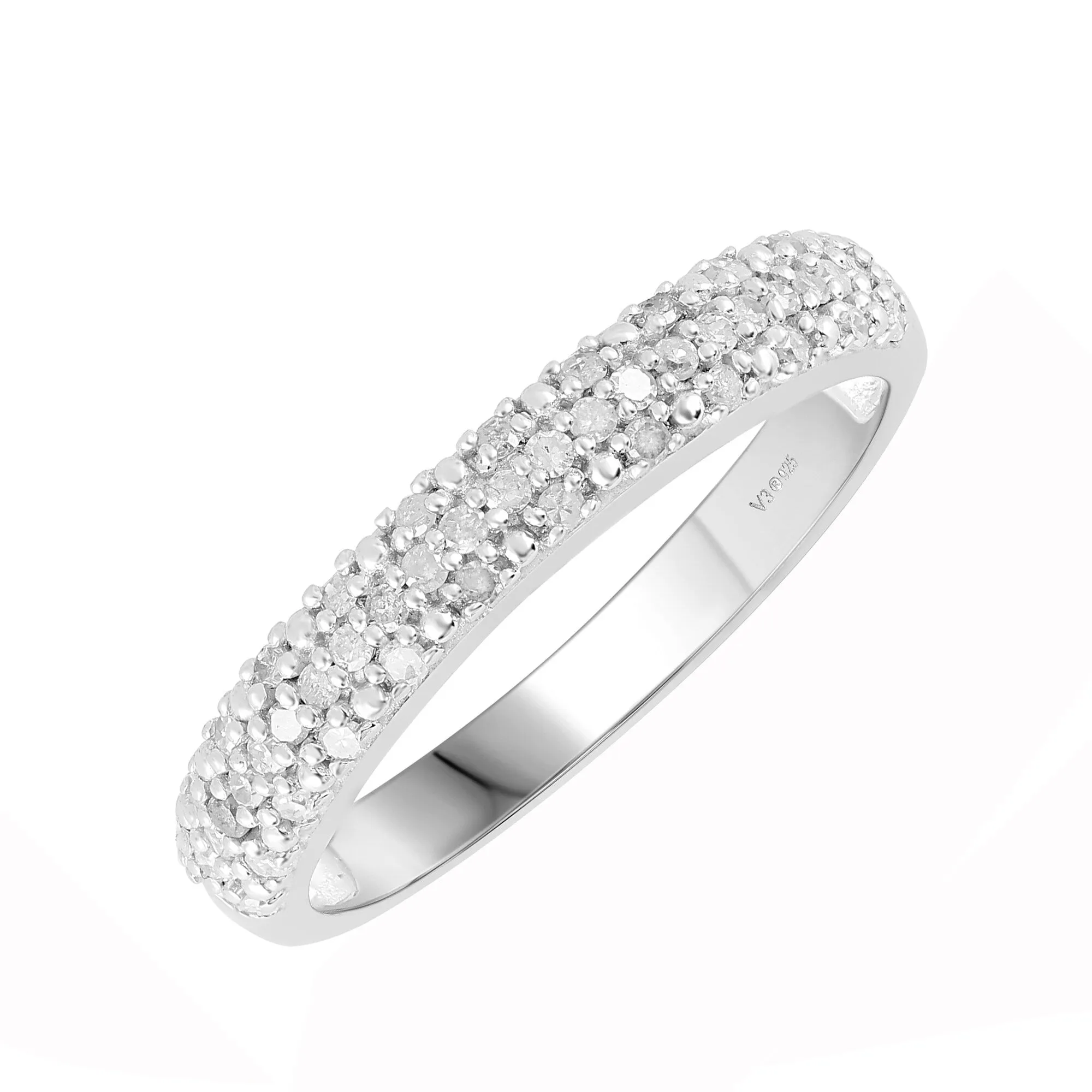 Sterling Silver with Natural White Diamond Band Ring sold by Zulily