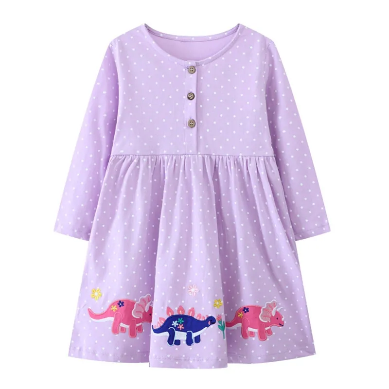 Lilac Dinosaur Long-Sleeve A-line Dress sold by Zulily