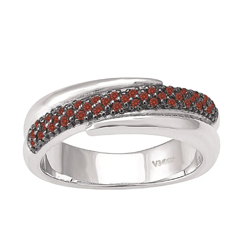 Sterling Silver Natural Red Diamond Band Ring sold by Zulily
