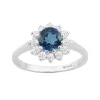 Sterling Silver with Natural London Blue Topaz and White Topaz Halo Ring sold by Zulily