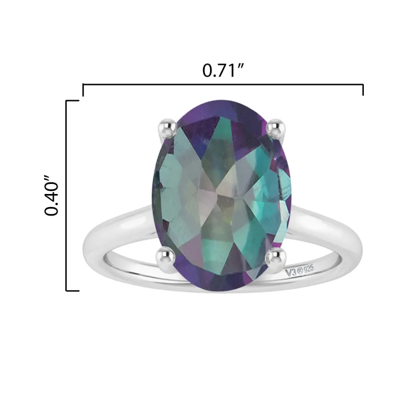 Sterling Silver with Oval Shape 3.35cttw Mystic Topaz Solitaire Ring sold by Zulily