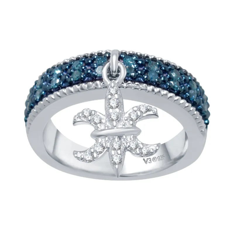 Sterling Silver 0.20CTTW Natural White and Blue Diamond Ring sold by Zulily