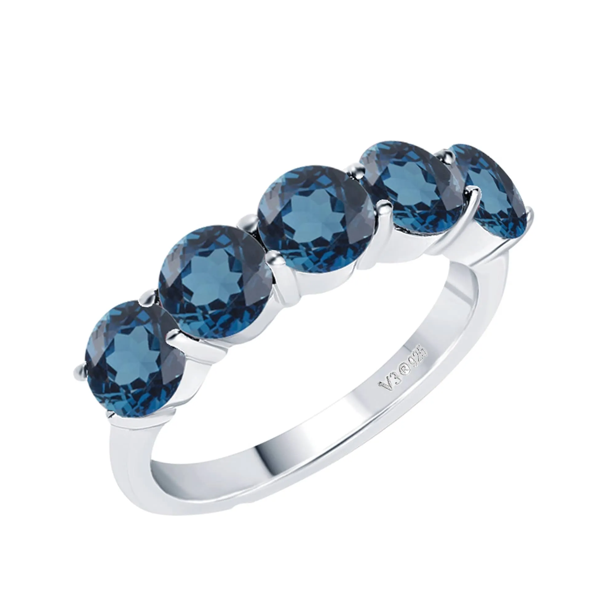Sterling Silver with Natural London Blue Topaz Five Stone Ring sold by Zulily product image thumbnail 2