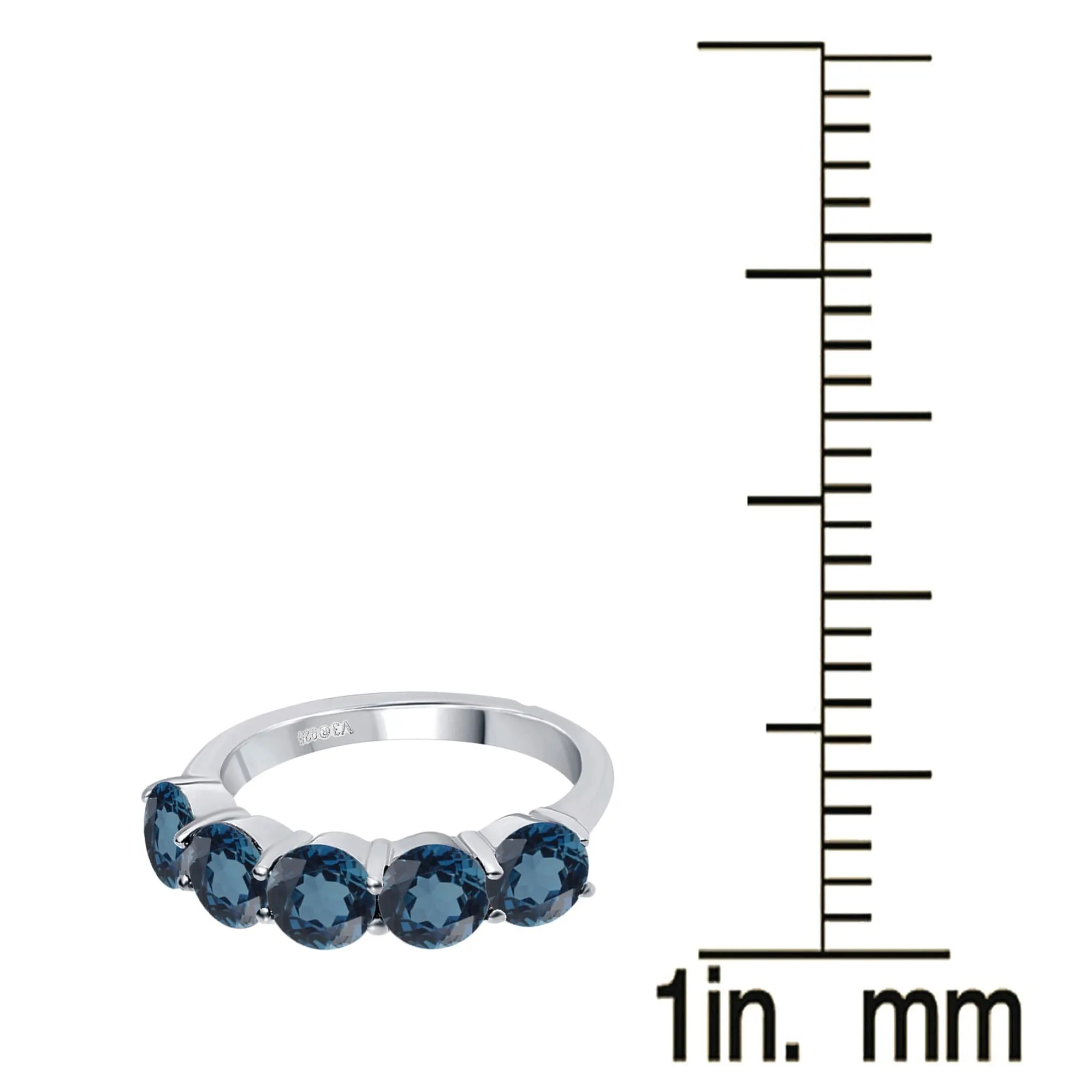 Sterling Silver with Natural London Blue Topaz Five Stone Ring sold by Zulily product image thumbnail 4