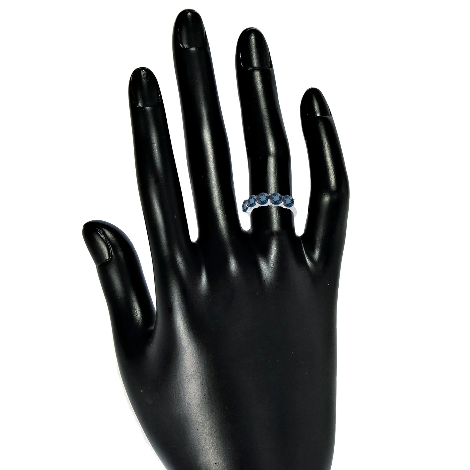 Sterling Silver with Natural London Blue Topaz Five Stone Ring sold by Zulily product image thumbnail 5