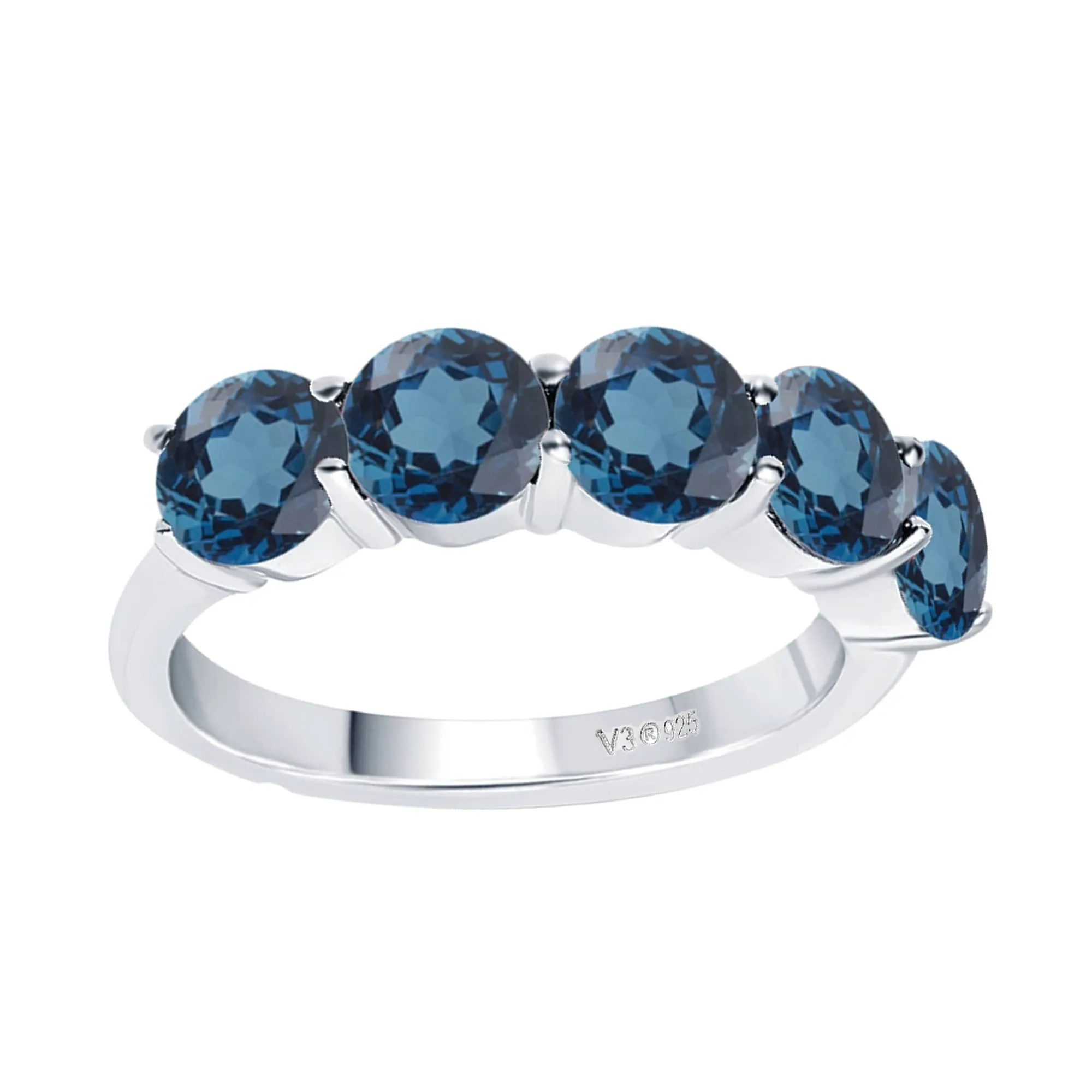 Sterling Silver with Natural London Blue Topaz Five Stone Ring sold by Zulily