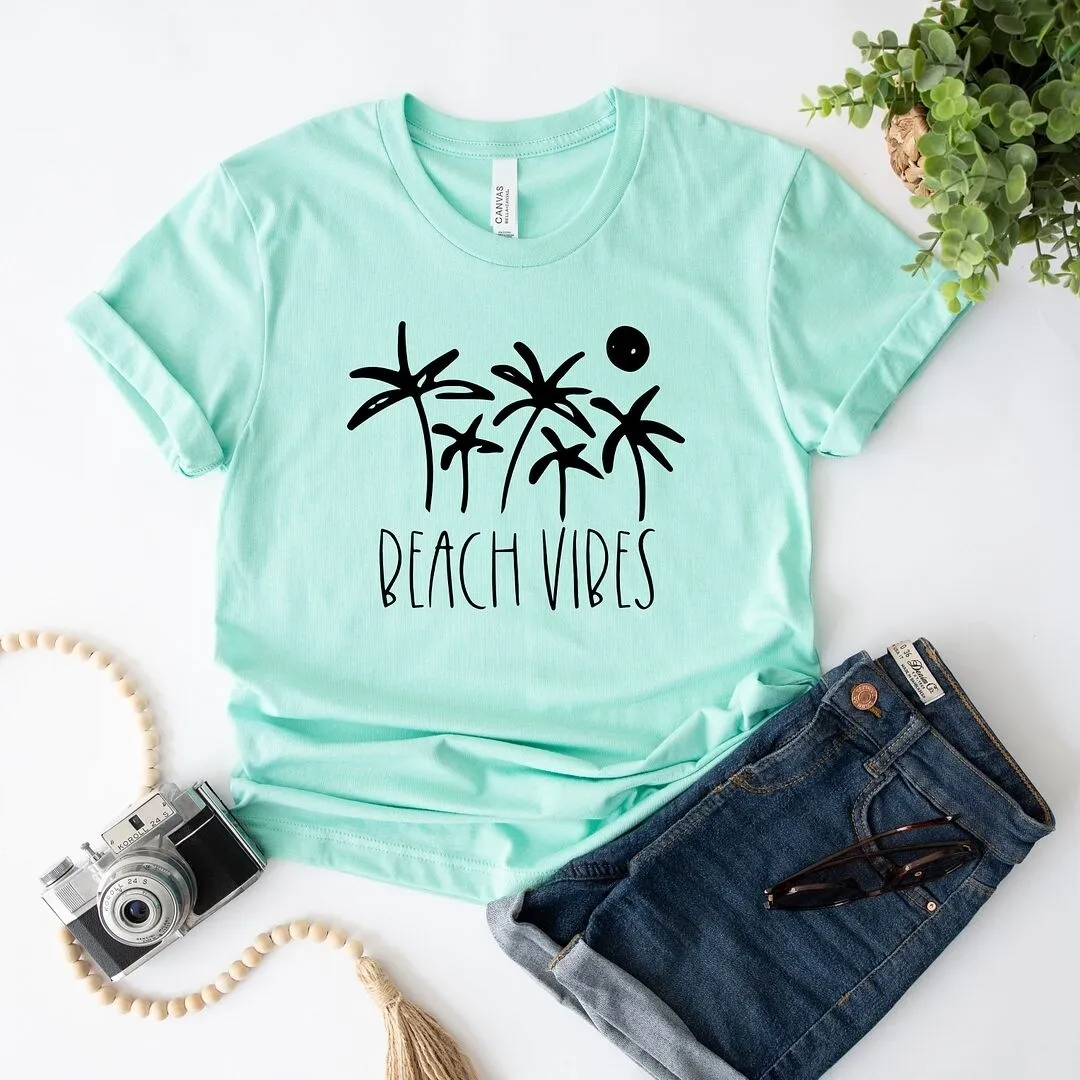 Beach Vibes Trees Short Sleeve Crewnneck Tee sold by Zulily