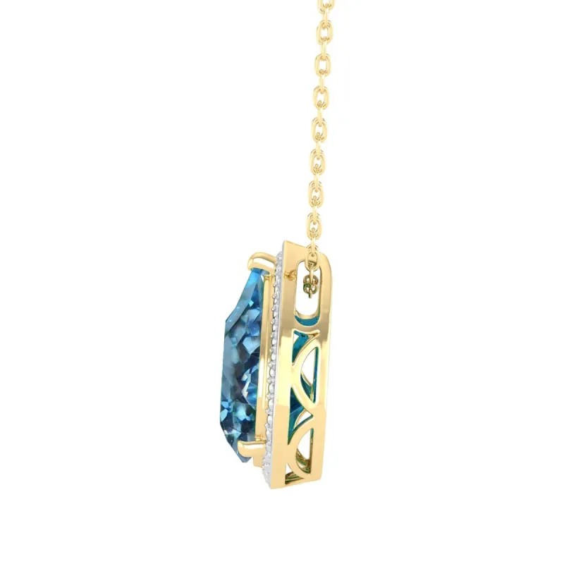Gold Over Sterling Silver with Blue Topaz Drop Pendant with 18" Chain sold by Zulily