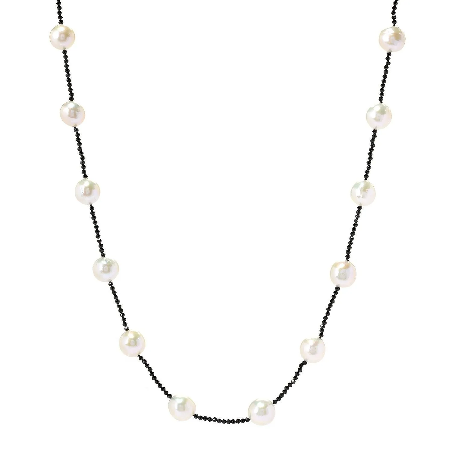 Set of Sterling Silver with Necklace and Earring in Cultured Pearl and Black Spinel with 22" Chain sold by Zulily product image thumbnail 3