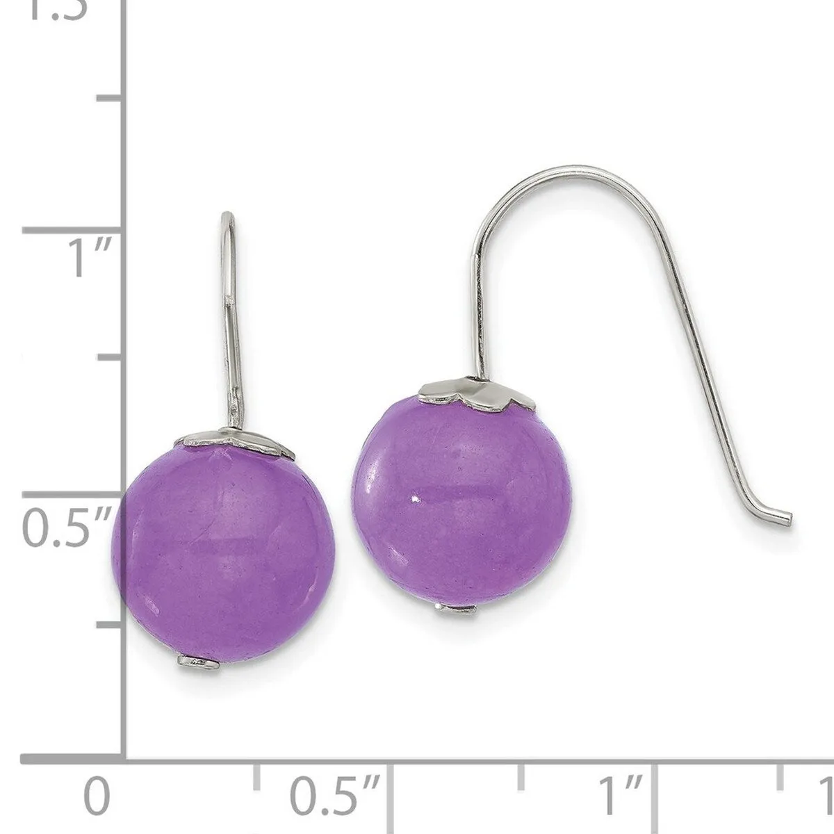 Curata 925 Sterling Silver 10mm Purple Dyed Jade Bead Hook Earrings - 22x10mm sold by Zulily product image thumbnail 2