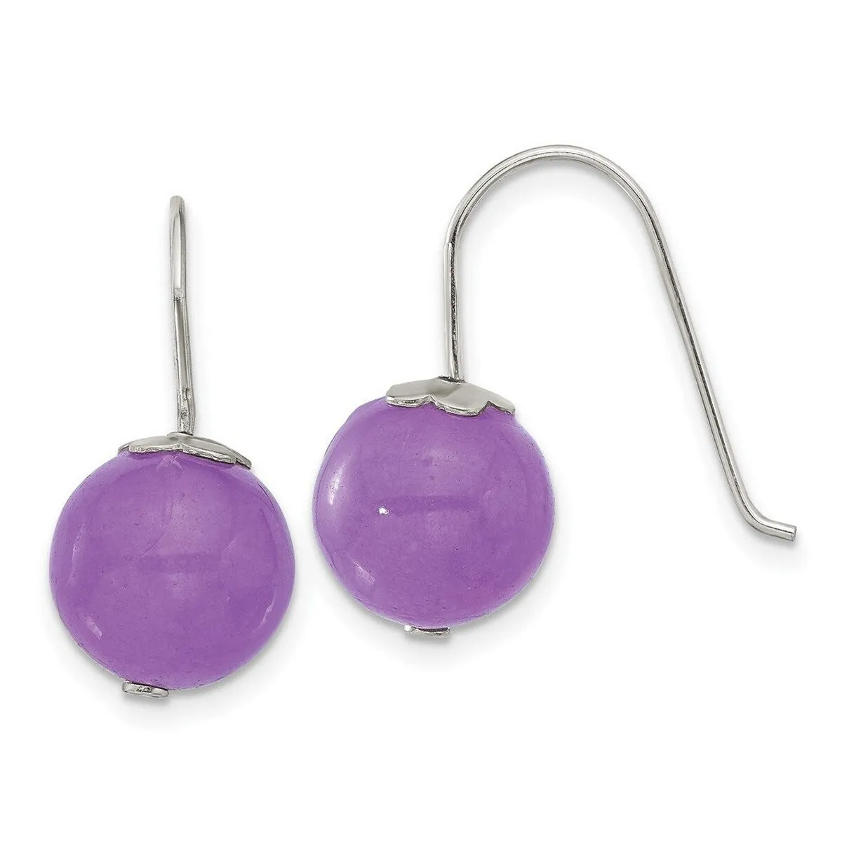 Curata 925 Sterling Silver 10mm Purple Dyed Jade Bead Hook Earrings - 22x10mm sold by Zulily product image thumbnail 3