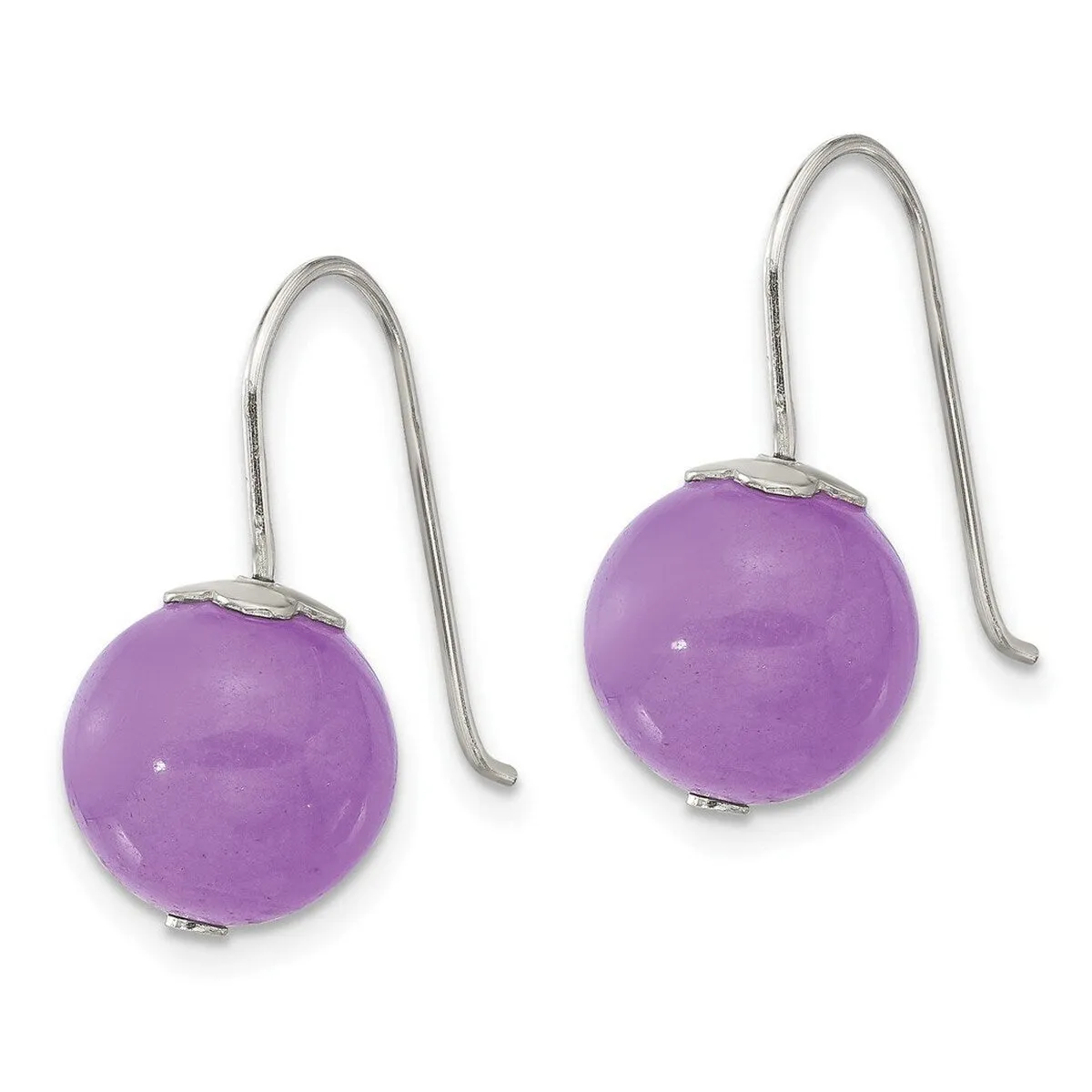 Curata 925 Sterling Silver 10mm Purple Dyed Jade Bead Hook Earrings - 22x10mm sold by Zulily product image thumbnail 4