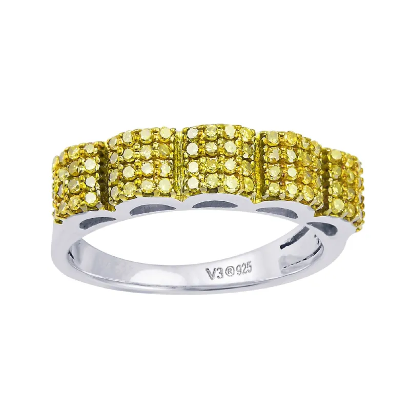 Sterling Silver 1/2 CTTW natural Yellow Diamond Wide Band Ring sold by Zulily