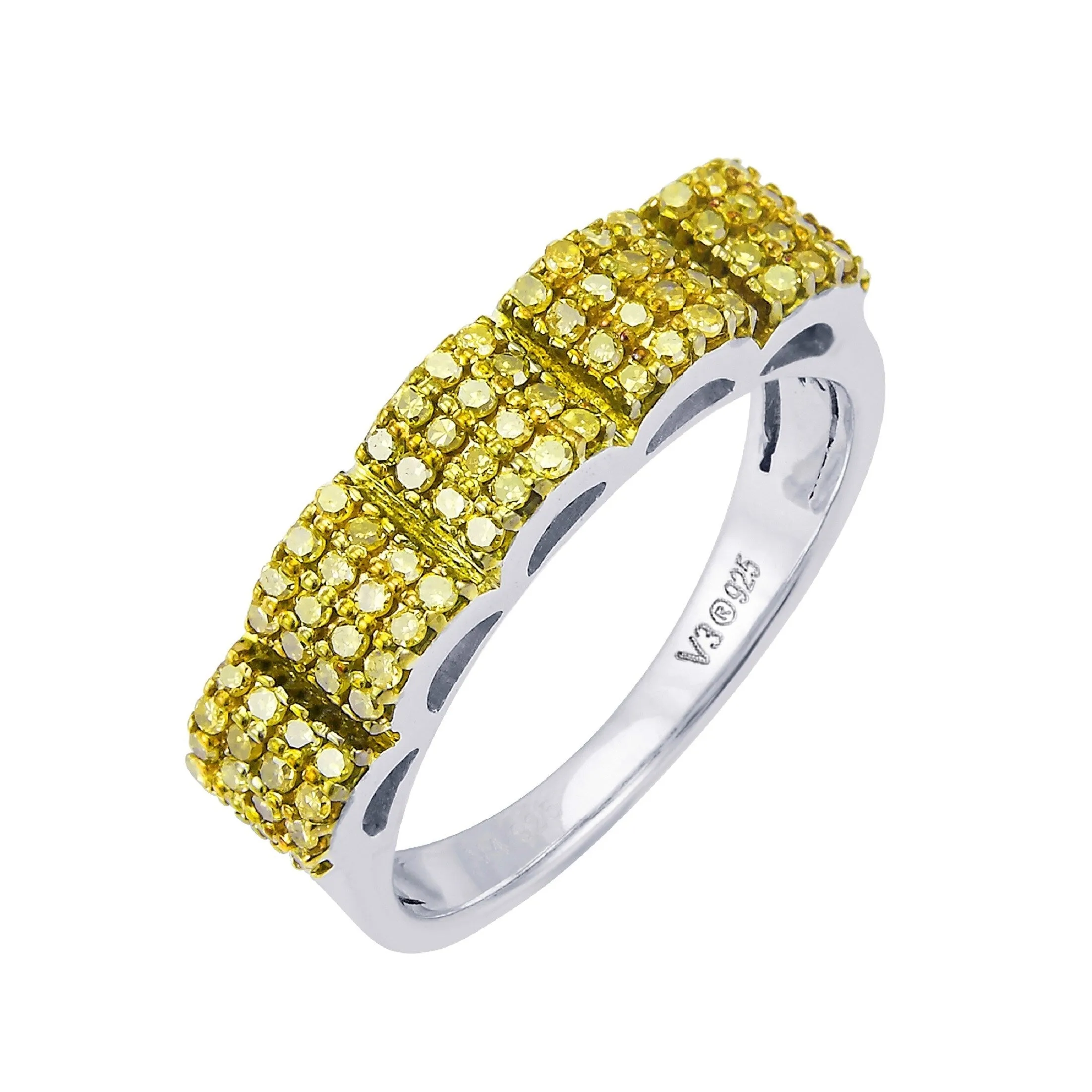 Sterling Silver 1/2 CTTW natural Yellow Diamond Wide Band Ring sold by Zulily product image thumbnail 2
