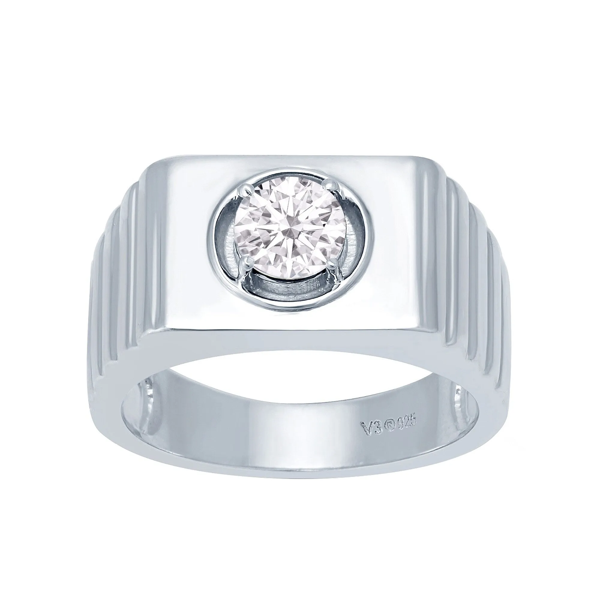 Sterling Silver Lab Grown Diamond Solitaire Men's Ring sold by Zulily product image thumbnail 4