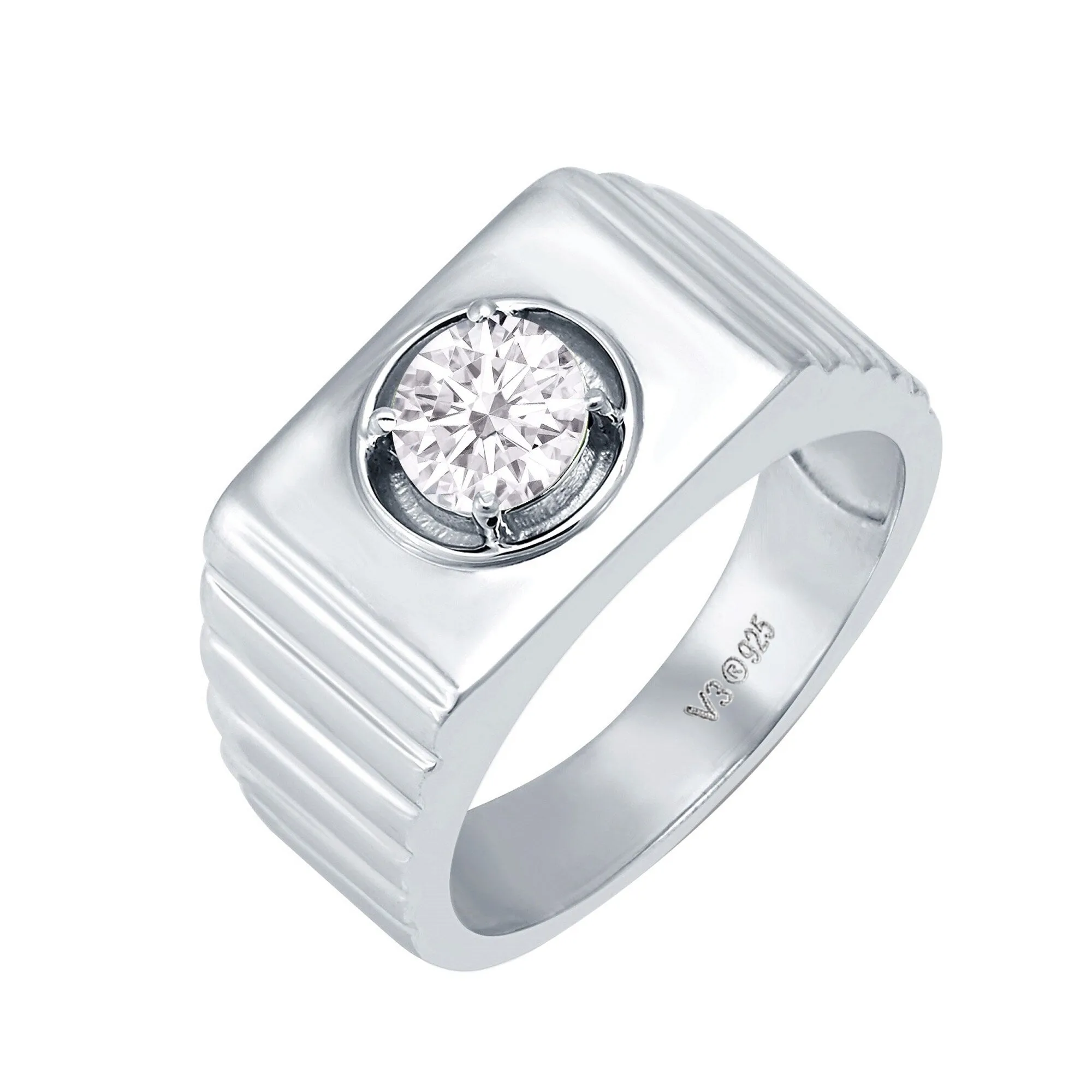 Sterling Silver Lab Grown Diamond Solitaire Men's Ring sold by Zulily product image thumbnail 3