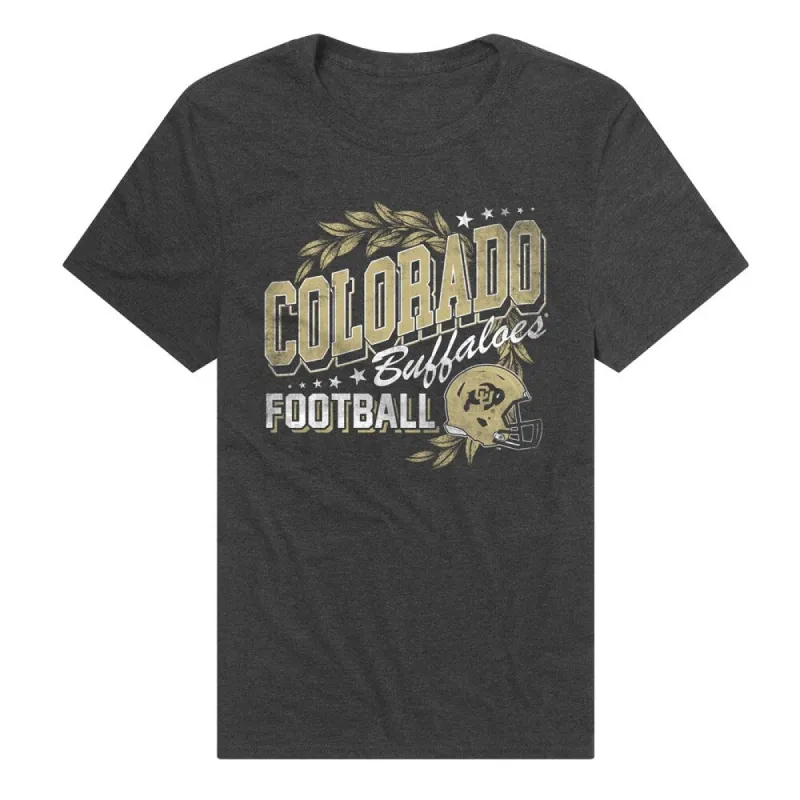 University Of Colorado Spirit Collection Football Helmet Laurels Unisex Adult Heathered Premium T Shirt,Charcoal sold by Zulily