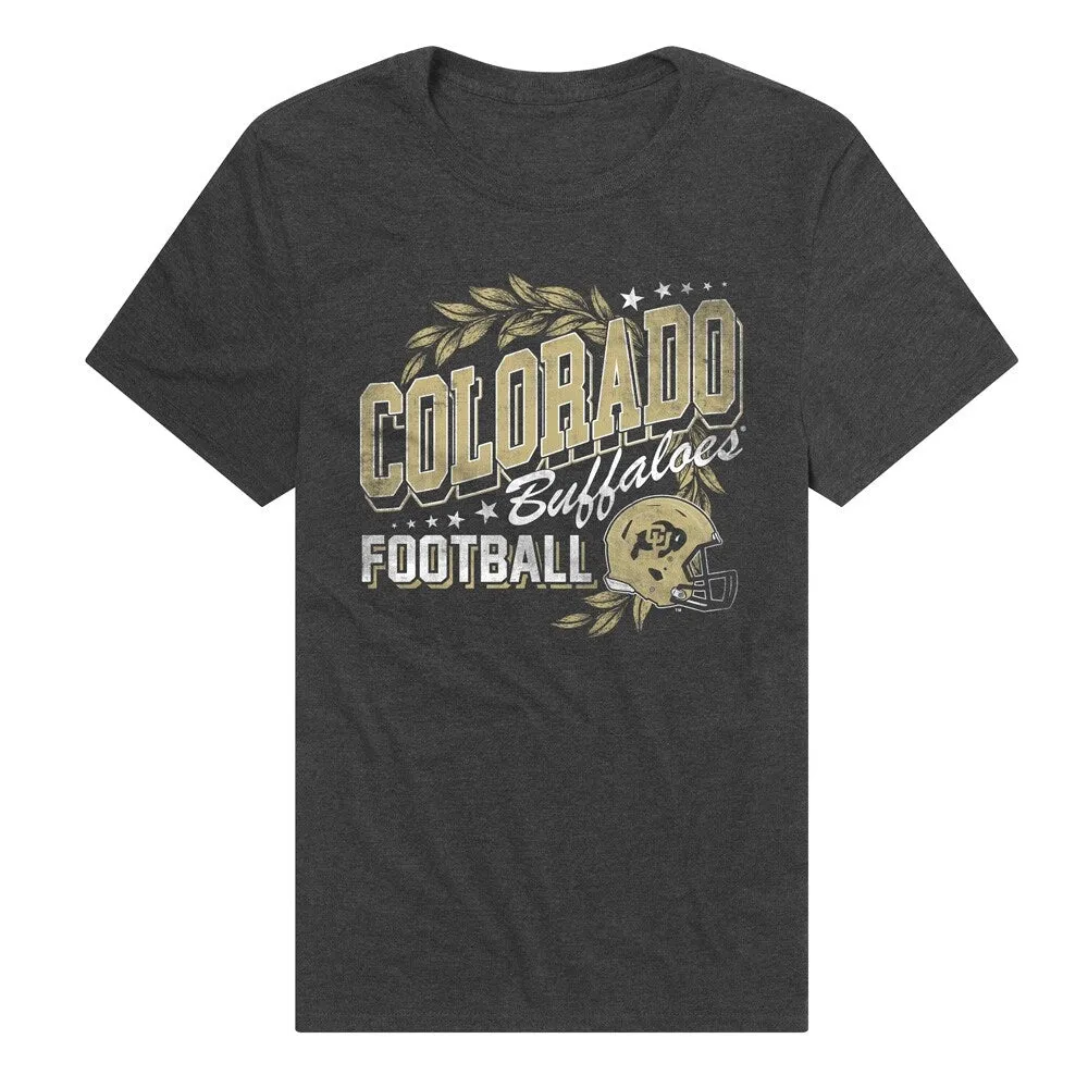 University Of Colorado Spirit Collection Football Helmet Laurels Unisex Adult Heathered Premium T Shirt,Charcoal sold by Zulily