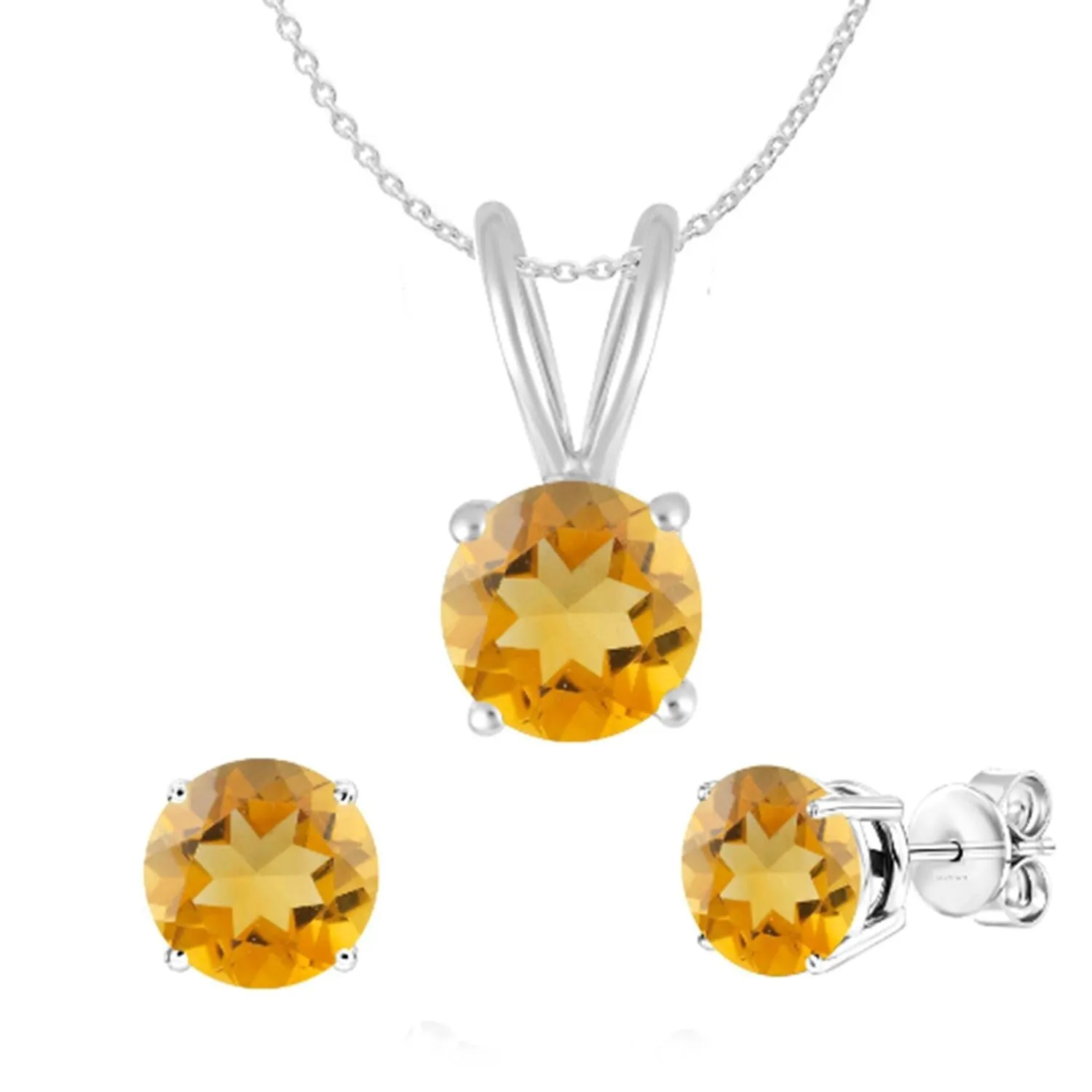 Set of Sterling Silver Pendant and Earring in Natural Citrine with 18" Chain sold by Zulily product image thumbnail 2