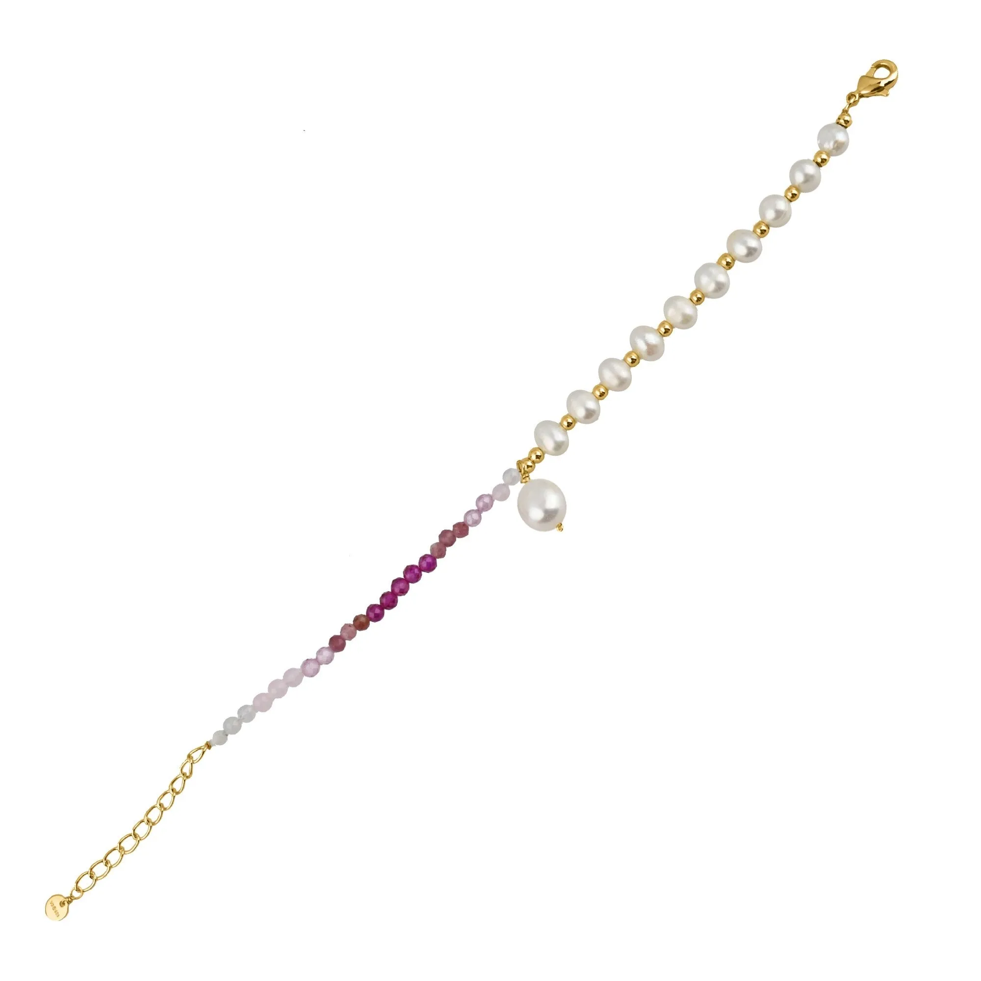 Gold Over Sterling Silver with Freshwater Pearl and Multi Colors Beads Bracelet sold by Zulily product image thumbnail 3