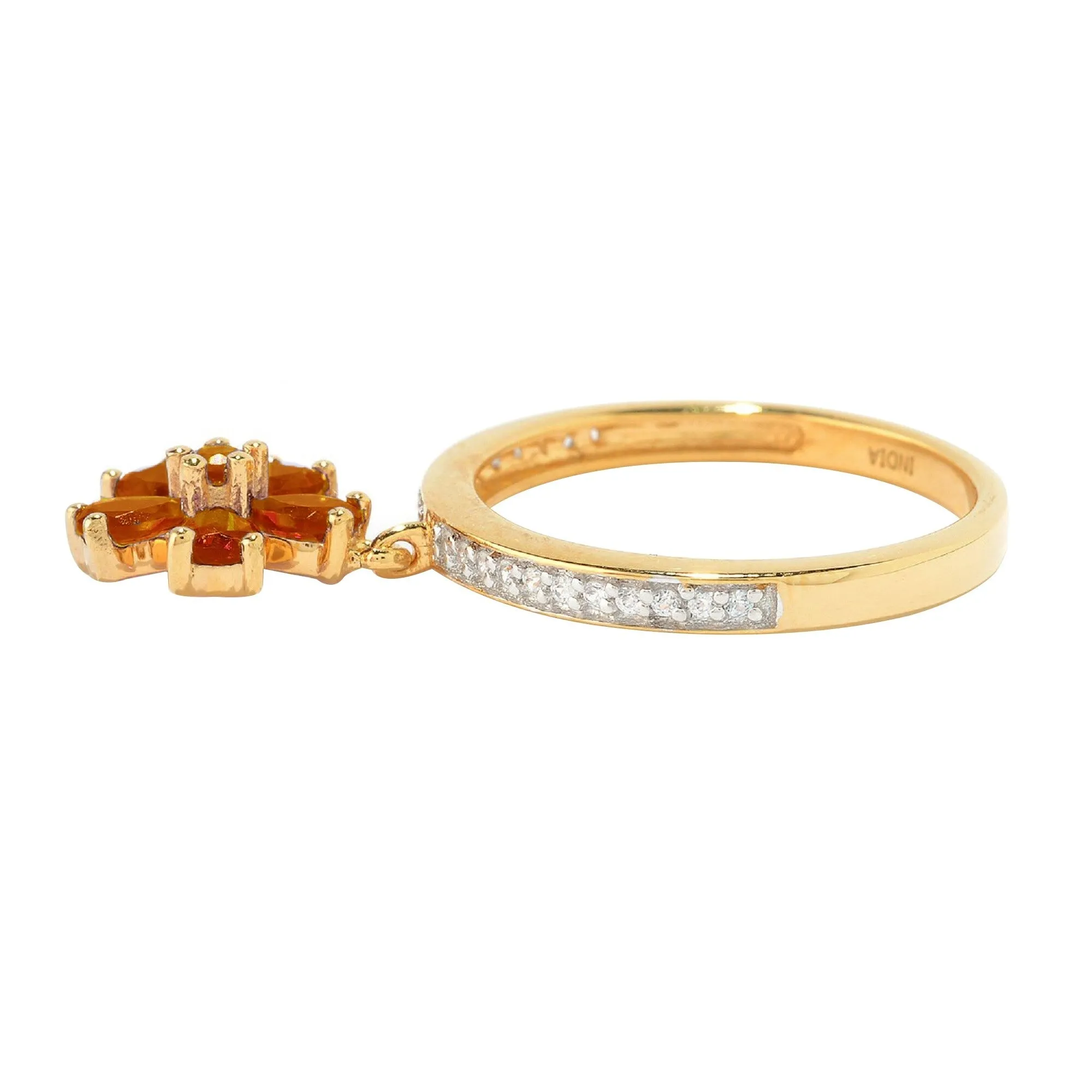 Gold Over Sterling Silver with Natural Citrine and White Topaz Charm Ring sold by Zulily
