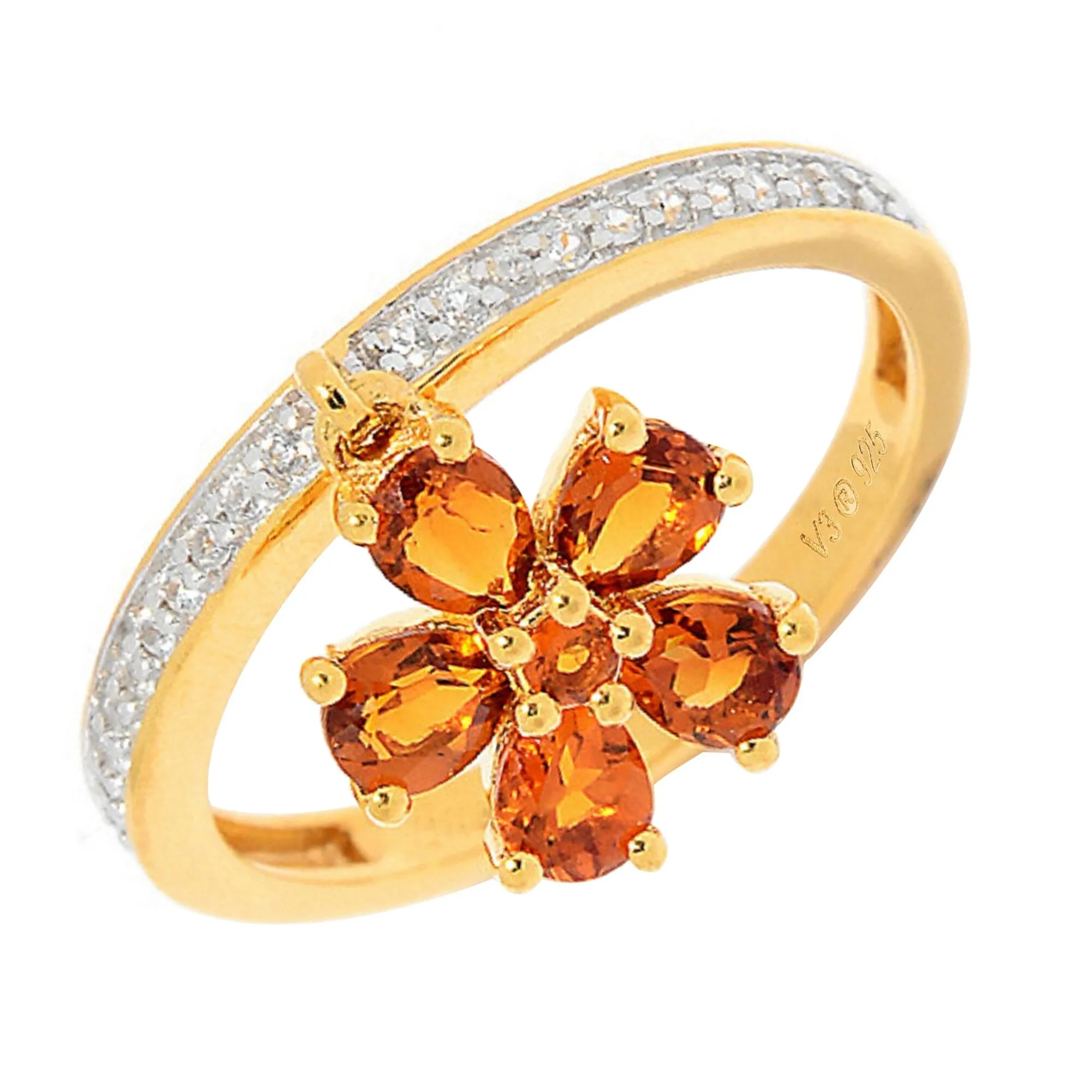 Gold Over Sterling Silver with Natural Citrine and White Topaz Charm Ring sold by Zulily product image thumbnail 4
