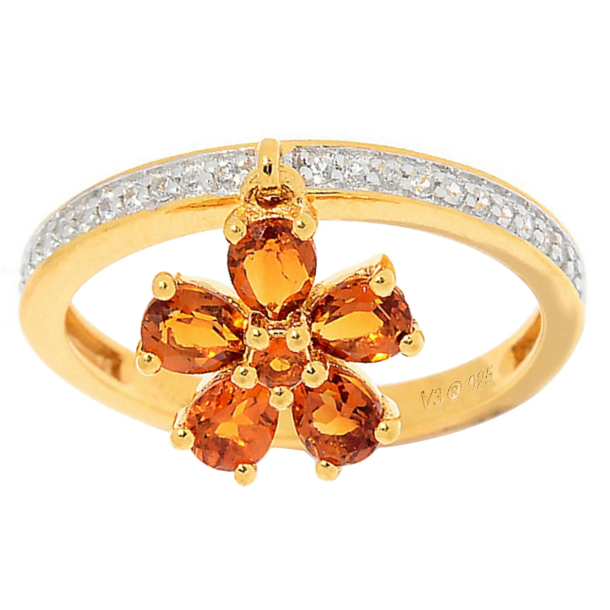 Gold Over Sterling Silver with Natural Citrine and White Topaz Charm Ring sold by Zulily product image thumbnail 3