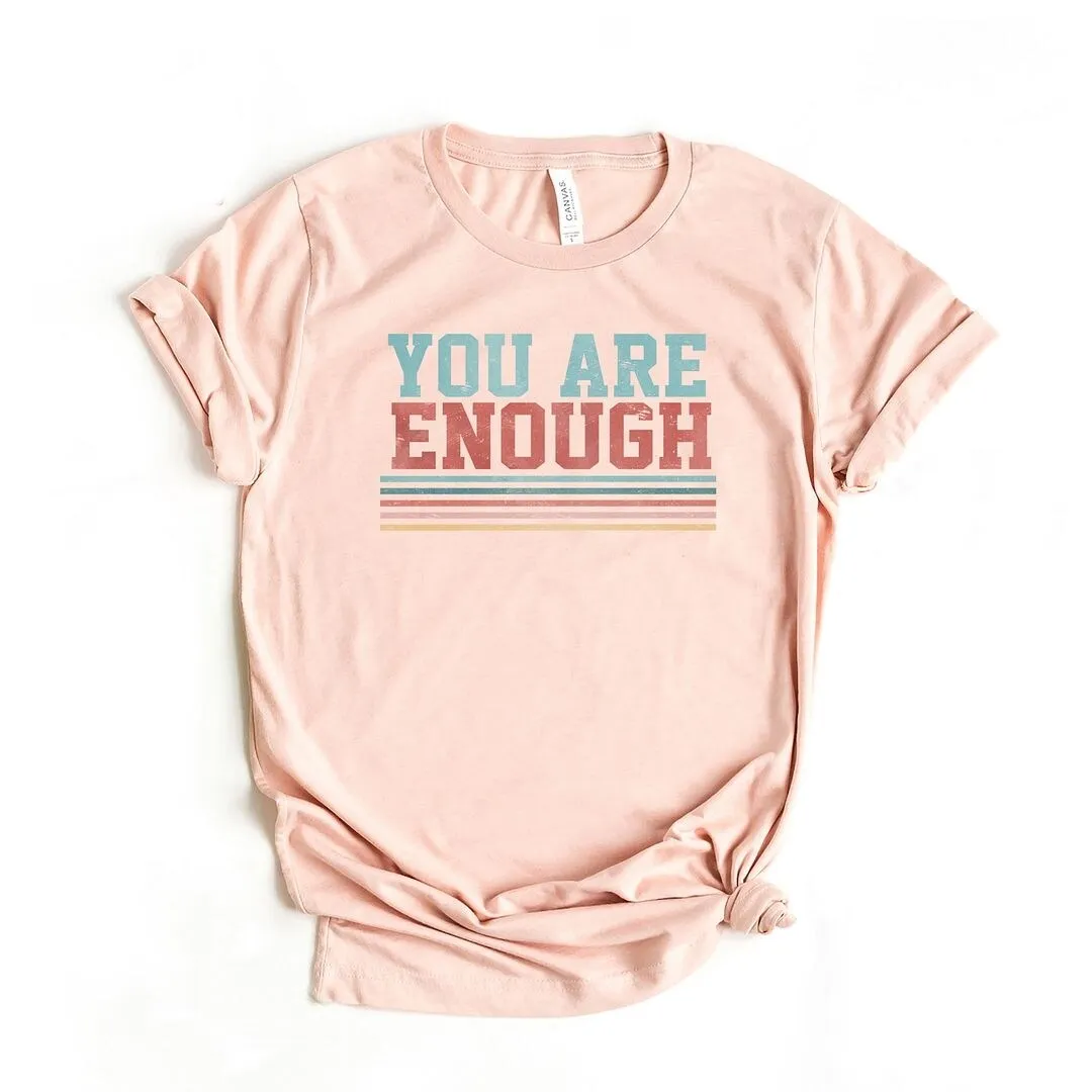 You Are Enough Stripes Short Sleeve Crewnneck Tee sold by Zulily product image thumbnail 3