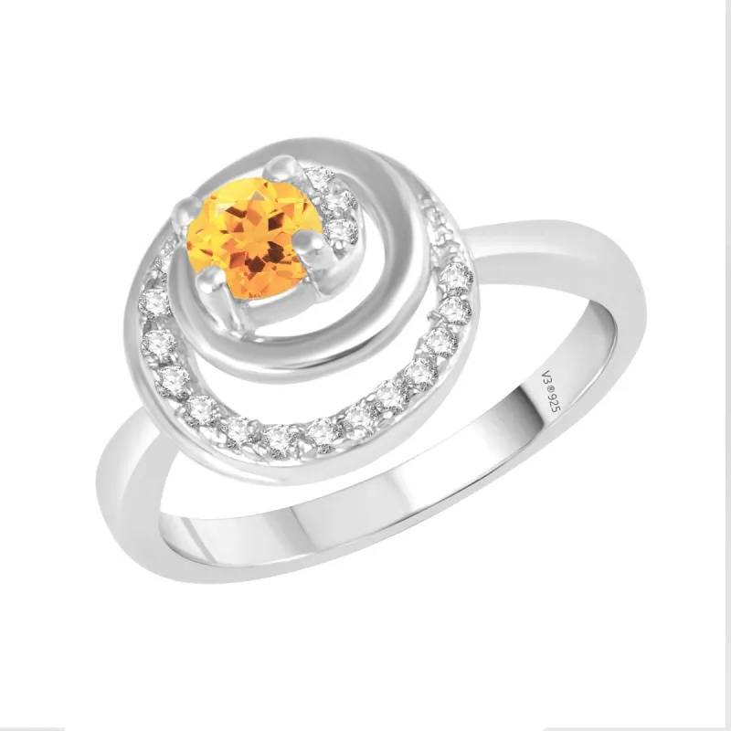 Sterling Silver 0.35ct Natural Citrine and White Topaz Spiral Ring sold by Zulily