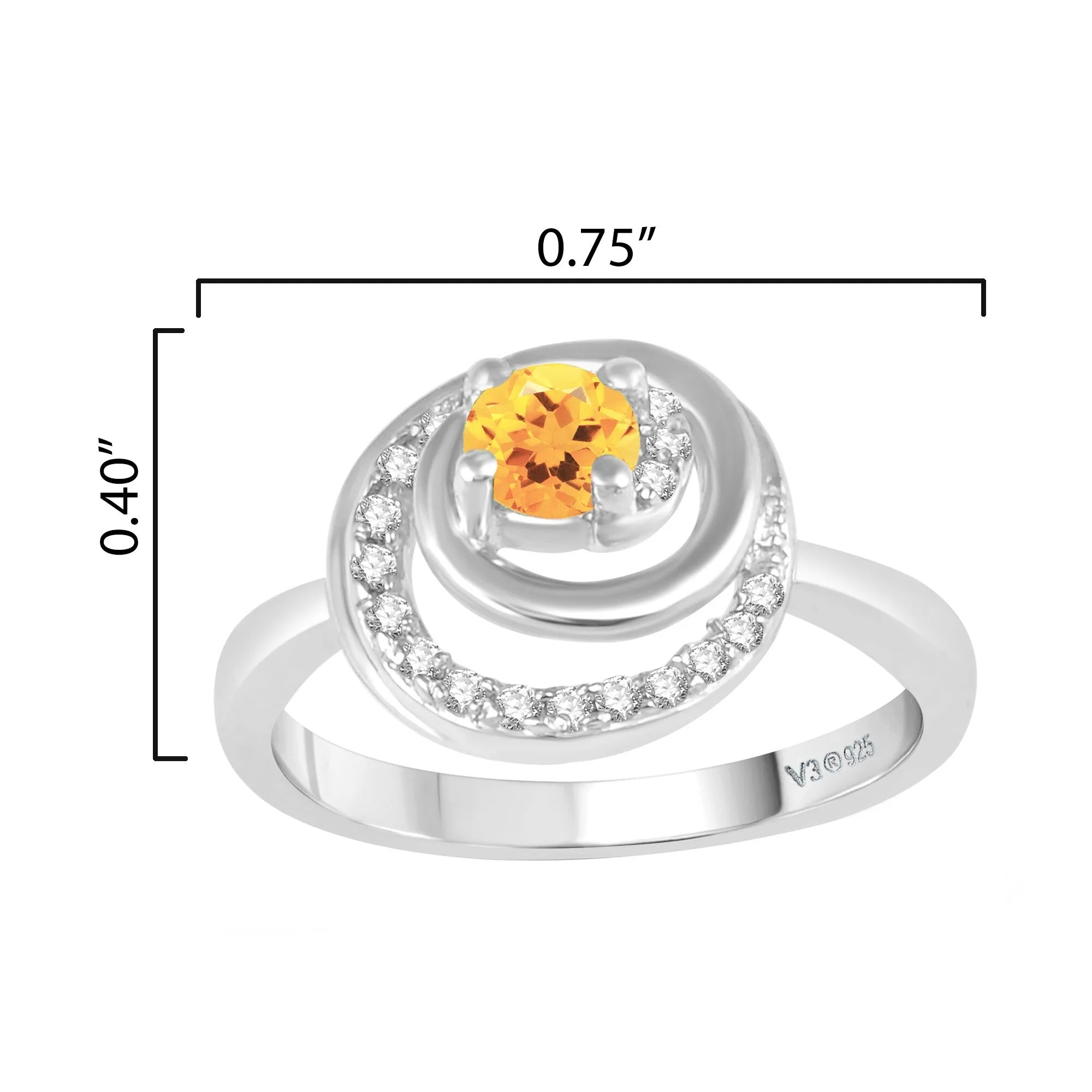 Sterling Silver 0.35ct Natural Citrine and White Topaz Spiral Ring sold by Zulily product image thumbnail 2