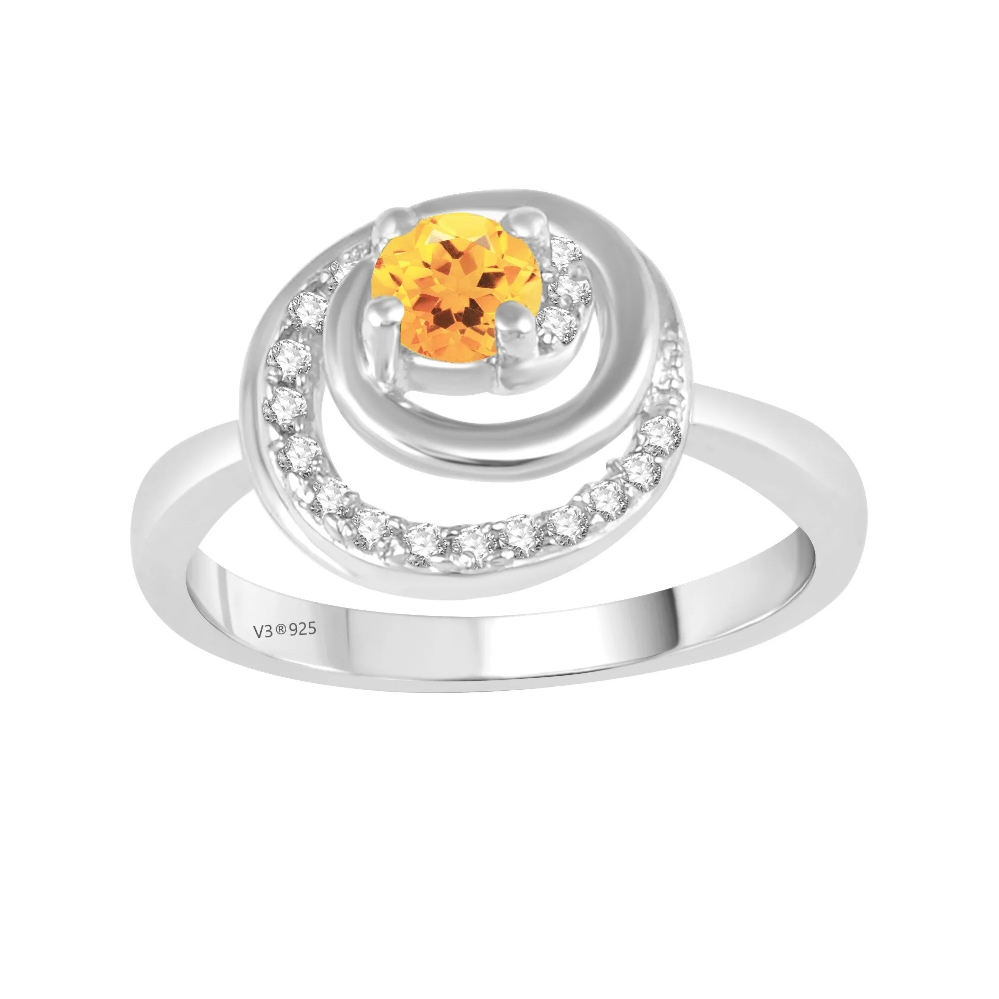Sterling Silver 0.35ct Natural Citrine and White Topaz Spiral Ring sold by Zulily product image thumbnail 3