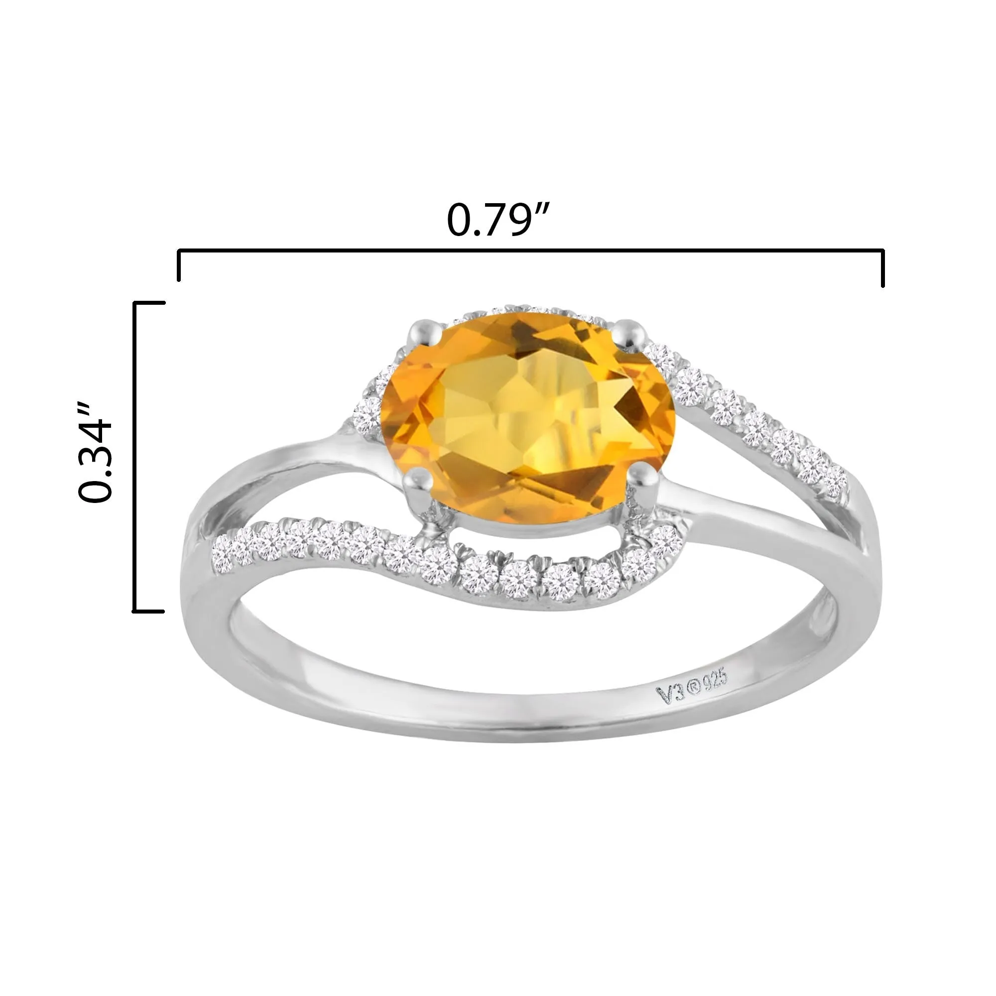 Sterling Silver with Natural Citrine and White Zircon Engagement Ring sold by Zulily product image thumbnail 4