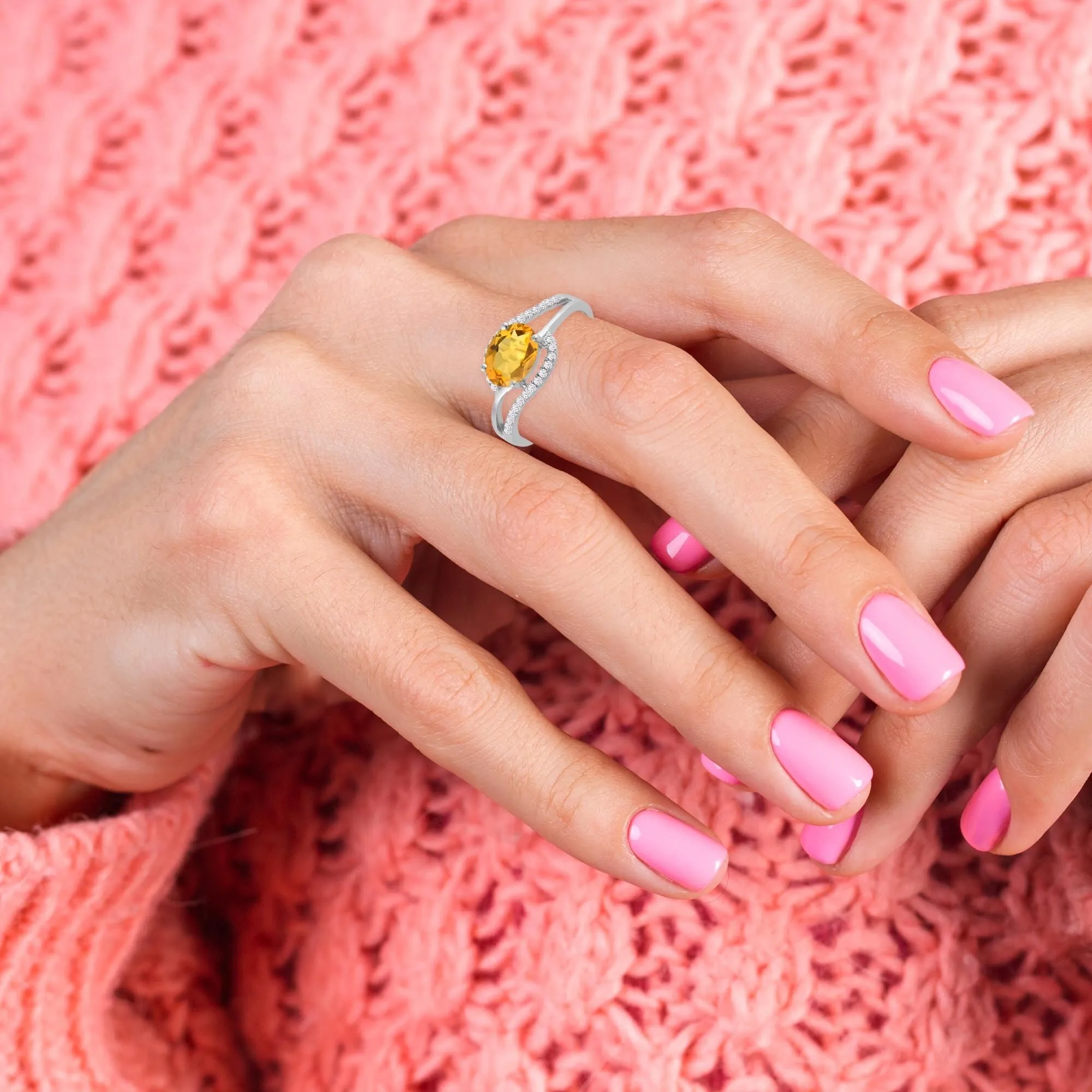 Sterling Silver with Natural Citrine and White Zircon Engagement Ring sold by Zulily