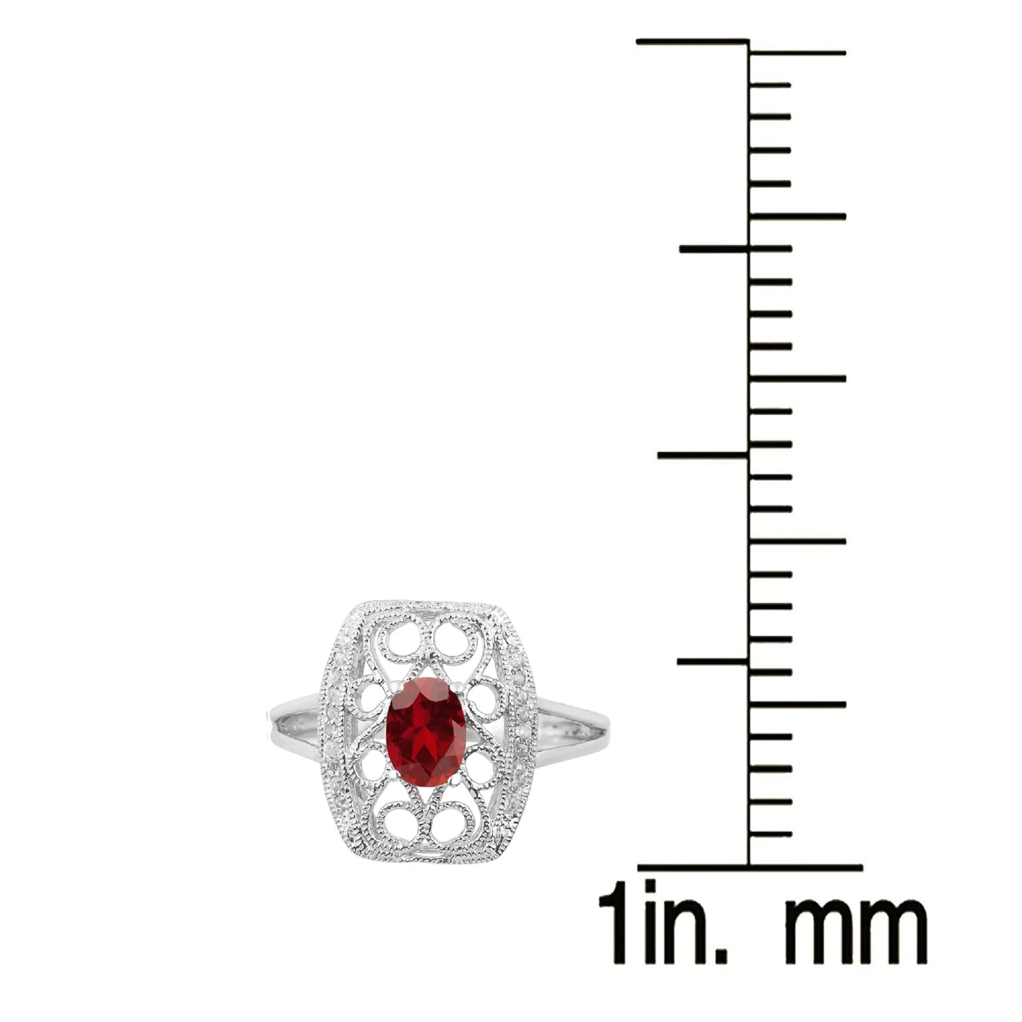 V3 Jewelry 925 Sterling Silver with Oval Shape Natural Garnet and White Topaz Swirl Ring for Women sold by Zulily product image thumbnail 3