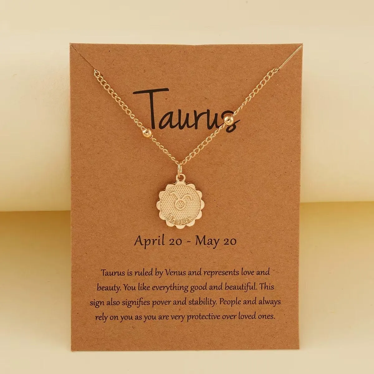 Goldtone Star Sign Zodiac Circular Pendant Necklace sold by Zulily product image thumbnail 3