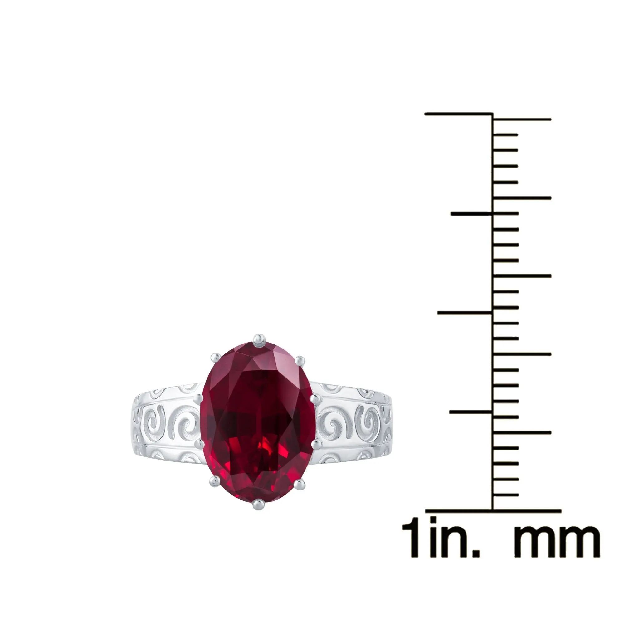 Sterling Silver 7.00ct Ruby Solitaire Swirl Engravework Ring sold by Zulily product image thumbnail 4