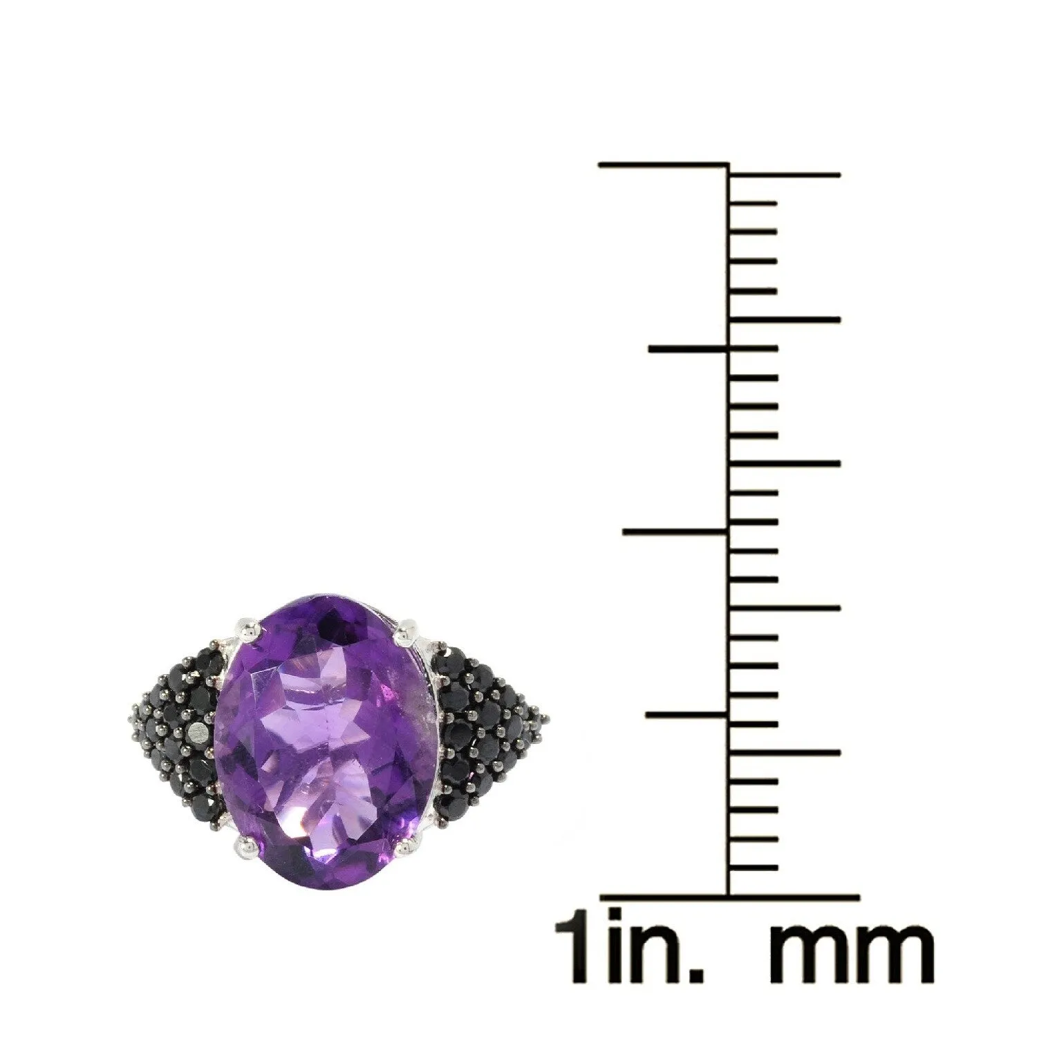 Sterling Silver with Natural Amethyst and Black Spinel Scroll-work Gemstone Ring sold by Zulily product image thumbnail 2