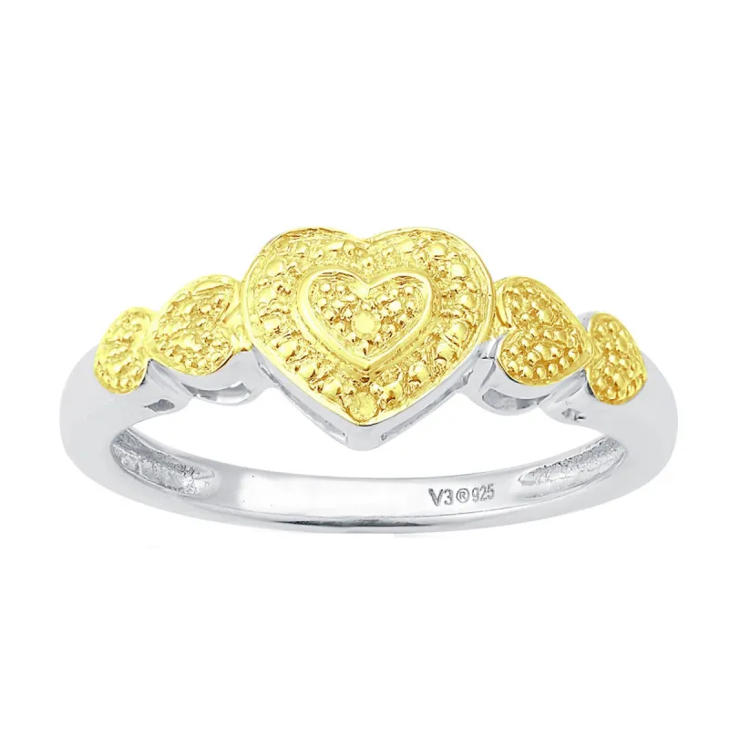 Sterling Silver with Natural Yellow Diamond Heart Promise Ring sold by Zulily