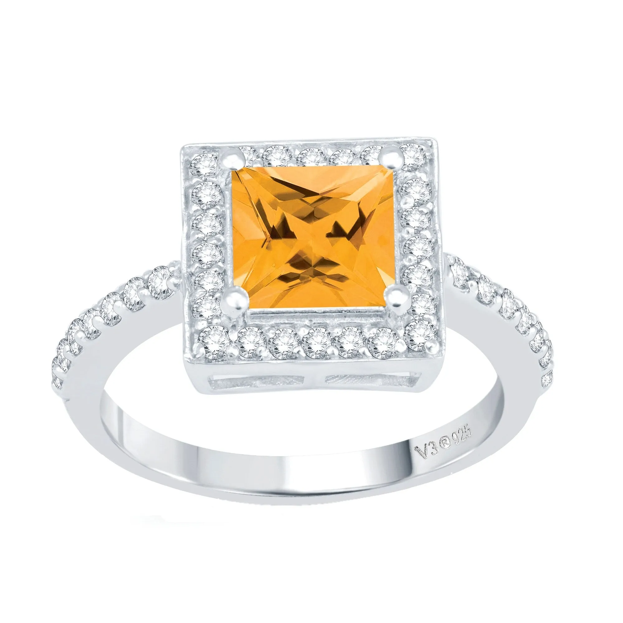 Sterling Silver 2.10CT Natural Citrine and White Zircon Halo Ring sold by Zulily product image thumbnail 5