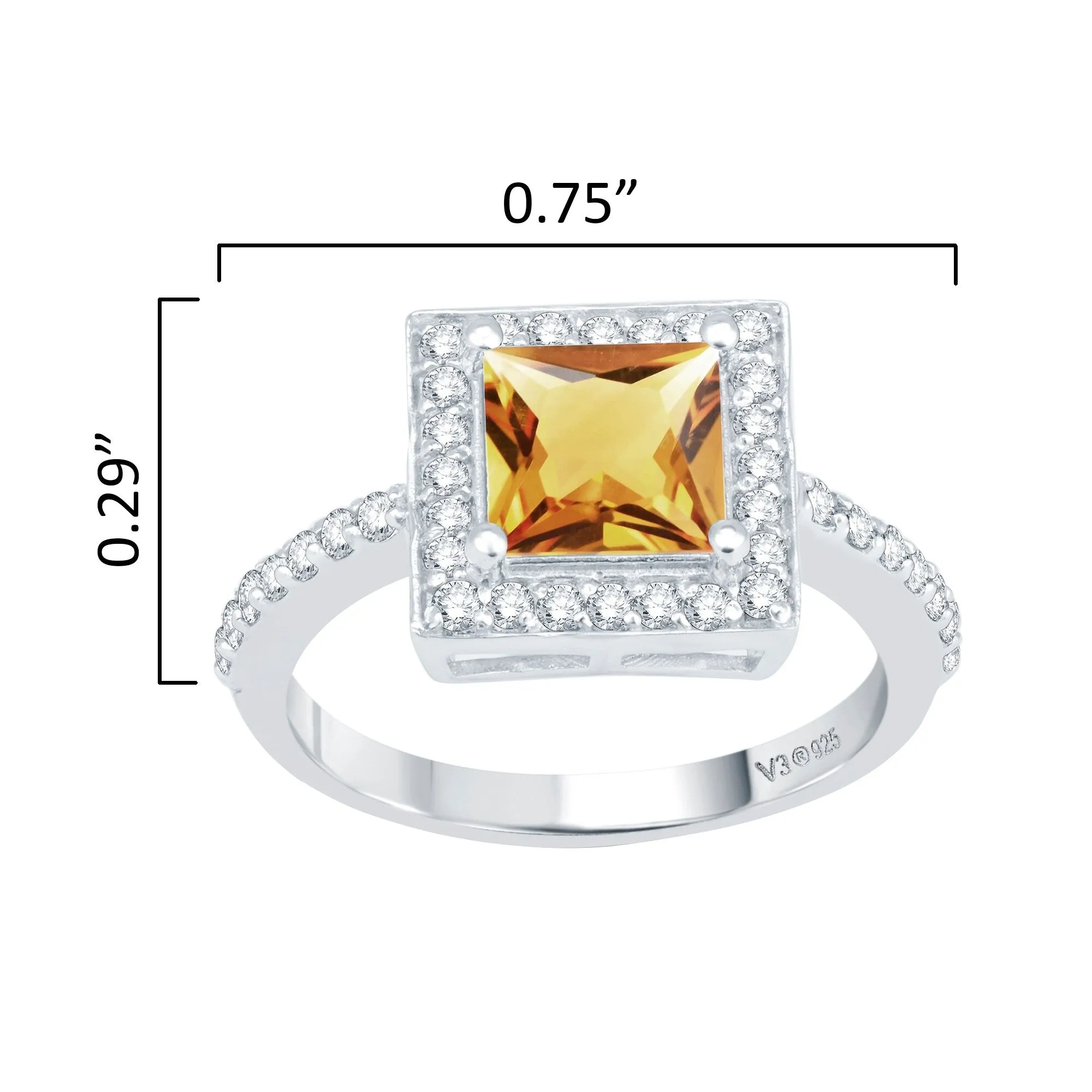 Sterling Silver 2.10CT Natural Citrine and White Zircon Halo Ring sold by Zulily product image thumbnail 3