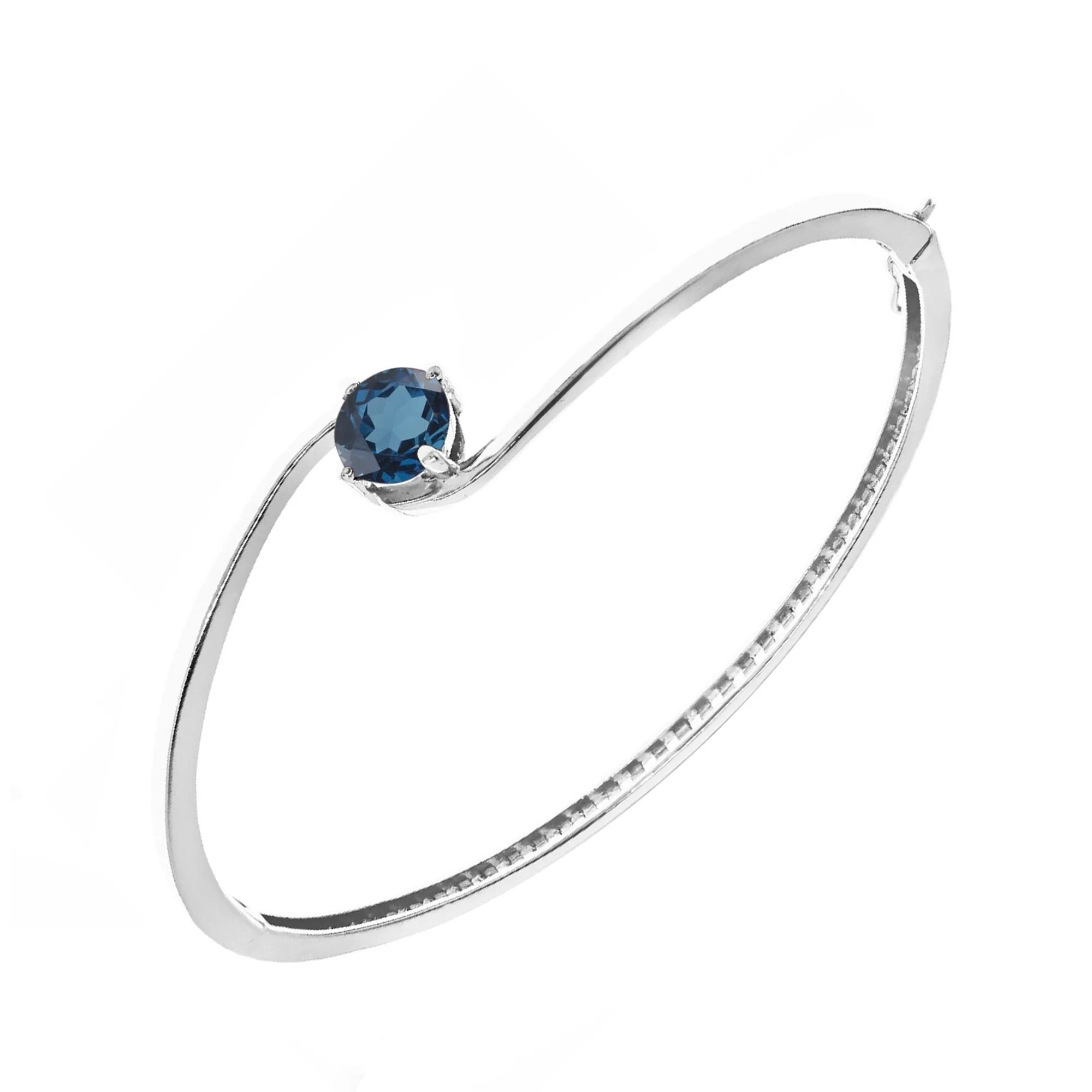 Natural London Blue Topaz Sterling Silver Solitaire Bangle Bracelet sold by Zulily product image thumbnail 3